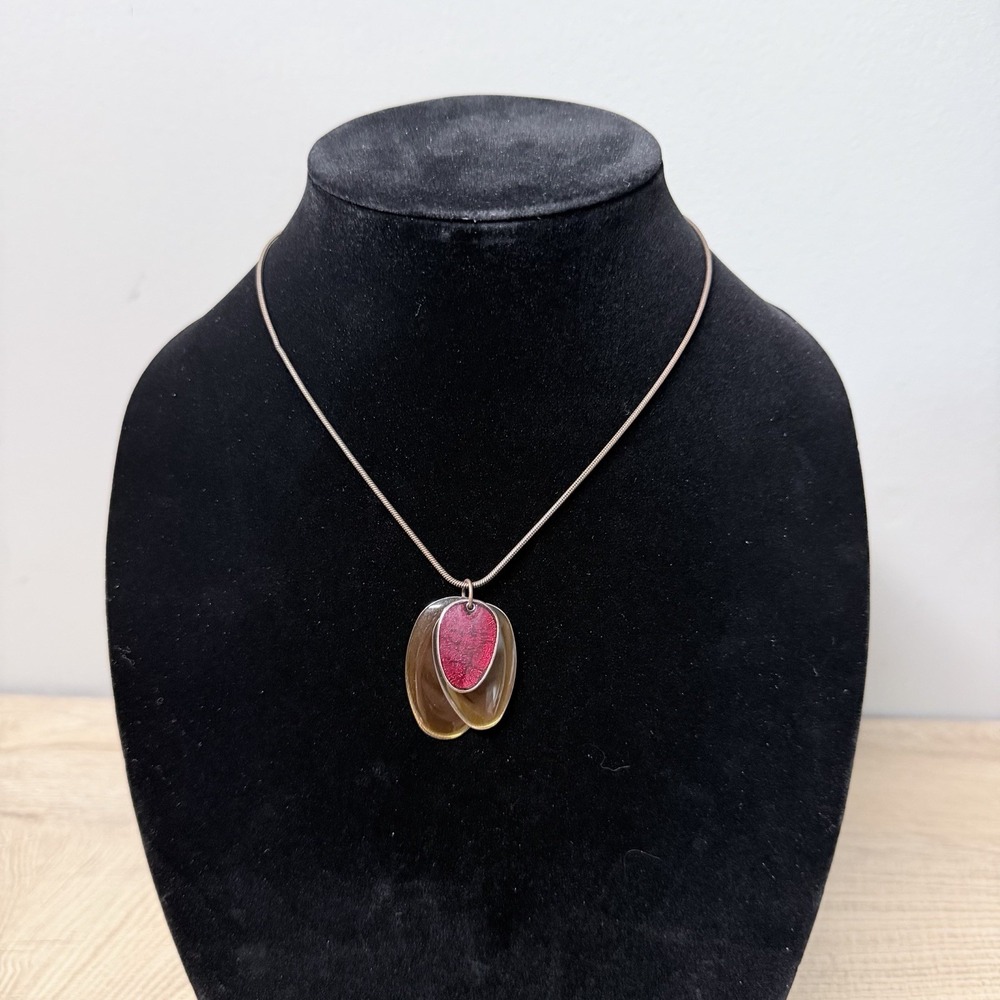 Vintage Abstract Pendant Necklace Boho Retro Artisan Minimalist Layering Jewelry